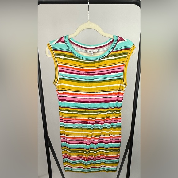 Trina Turk Stripe Bodycon Mini Dress Multicolor Sleeveless Stretch Size S USA - Picture 2 of 5